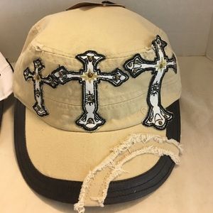 Angela & William embroidered cross cadet cap hat